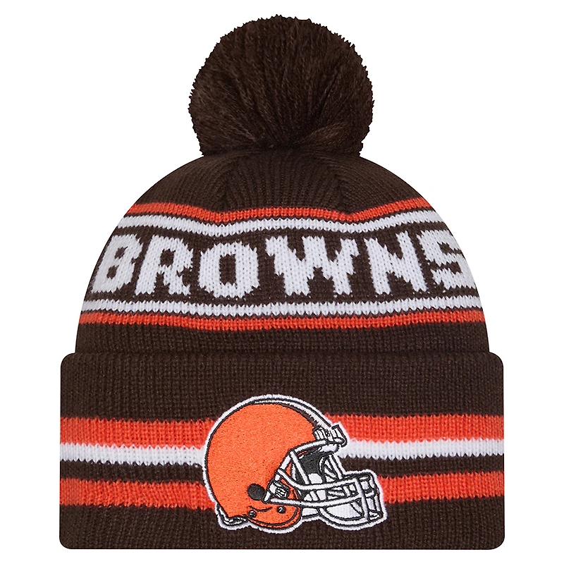 Men's New Era Brown Cleveland Browns Classic Cuffed Knit Hat with Pom