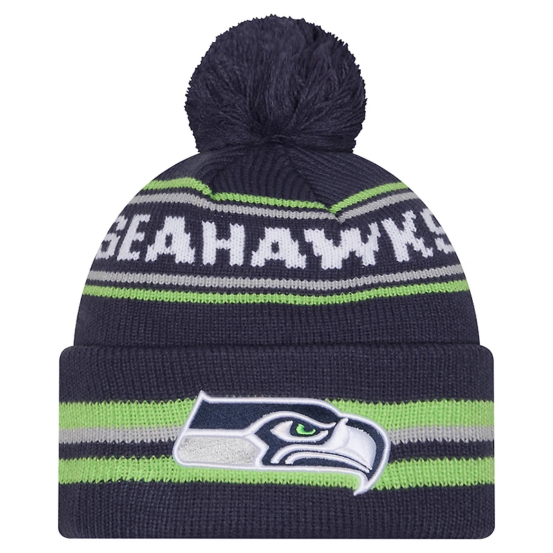 Men's New Era College Navy Seattle Seahawks Classic Cuffed Knit Hat with Pom