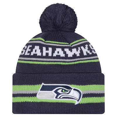 Men's New Era College Navy Seattle Seahawks Classic Cuffed Knit Hat with Pom