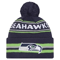 Men's New Era College Navy Seattle Seahawks Classic Cuffed Knit Hat with Pom