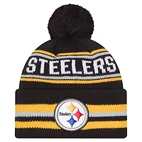 Men's New Era Black Pittsburgh Steelers Classic Cuffed Knit Hat with Pom