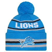 Men's New Era Blue Detroit Lions Classic Cuffed Knit Hat with Pom
