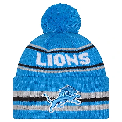 Men's New Era Blue Detroit Lions Classic Cuffed Knit Hat with Pom
