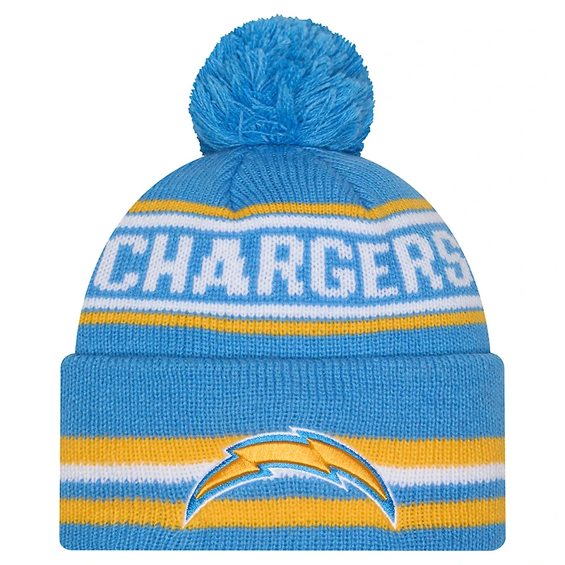 Men's New Era Powder Blue Los Angeles Chargers Classic Cuffed Knit Hat with Pom