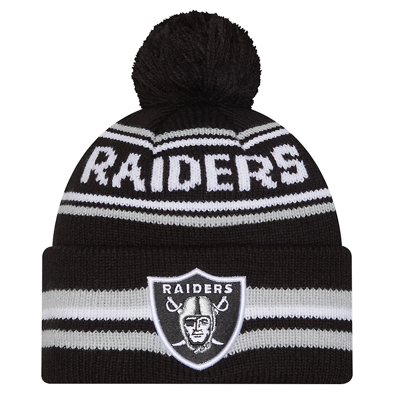 Men's New Era Black Las Vegas Raiders Classic Cuffed Knit Hat with Pom