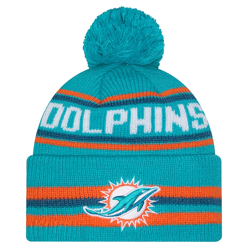 Men's New Era Aqua Miami Dolphins Classic Cuffed Knit Hat with Pom