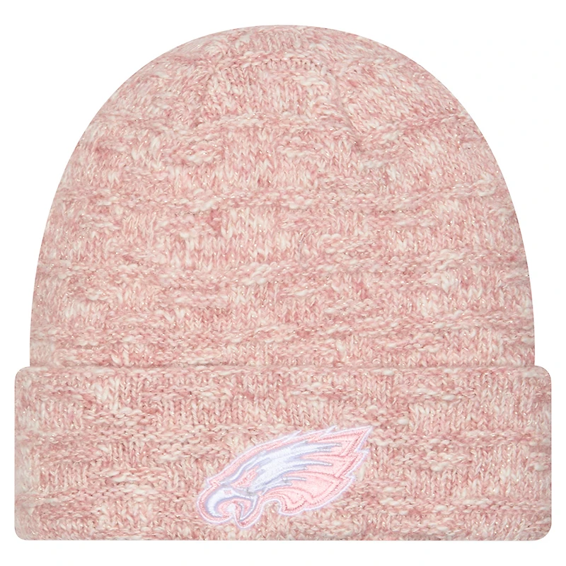 Women's New Era Pink Philadelphia Eagles Metallic Cuffed Knit Hat