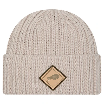 Men's New Era Light Beige Buffalo Bills Logo Applique Cuffed Knit Hat