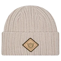 Men's New Era Light Beige Las Vegas Raiders Logo Applique Cuffed Knit Hat