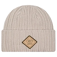 Men's New Era Light Beige Green Bay Packers Logo Applique Cuffed Knit Hat