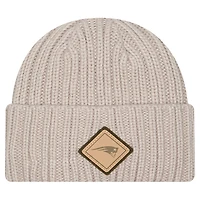 Men's New Era Light Beige New England Patriots Logo Applique Cuffed Knit Hat