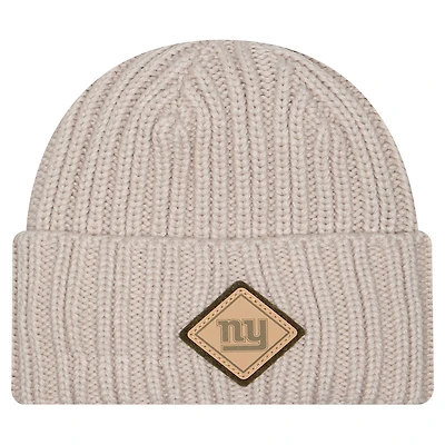 Men's New Era Light Beige New York Giants Logo Applique Cuffed Knit Hat