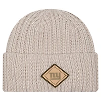 Men's New Era Light Beige New York Giants Logo Applique Cuffed Knit Hat