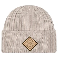 Men's New Era Light Beige Pittsburgh Steelers Logo Applique Cuffed Knit Hat