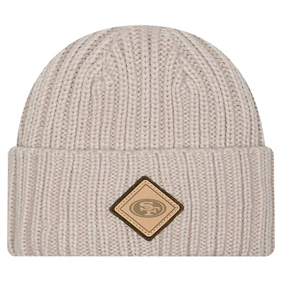 Men's New Era Light Beige San Francisco 49ers Logo Applique Cuffed Knit Hat