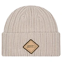 Men's New Era Light Beige Seattle Seahawks Logo Applique Cuffed Knit Hat