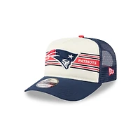 Men's New Era  Cream/Navy New England Patriots Banner A-Frame 9FIFTY Trucker Snapback Hat