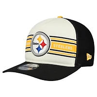 Men's New Era  Cream/Black Pittsburgh Steelers Banner A-Frame 9FIFTY Snapback Hat