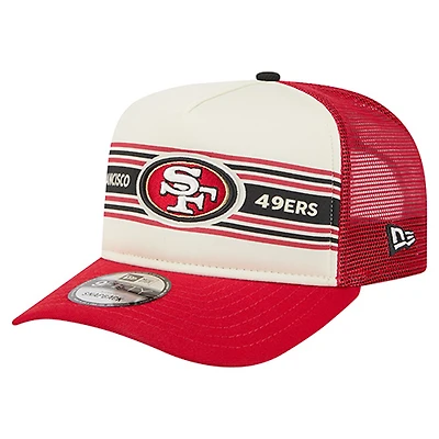 Men's New Era  Cream/Scarlet San Francisco 49ers Banner A-Frame 9FIFTY Trucker Snapback Hat