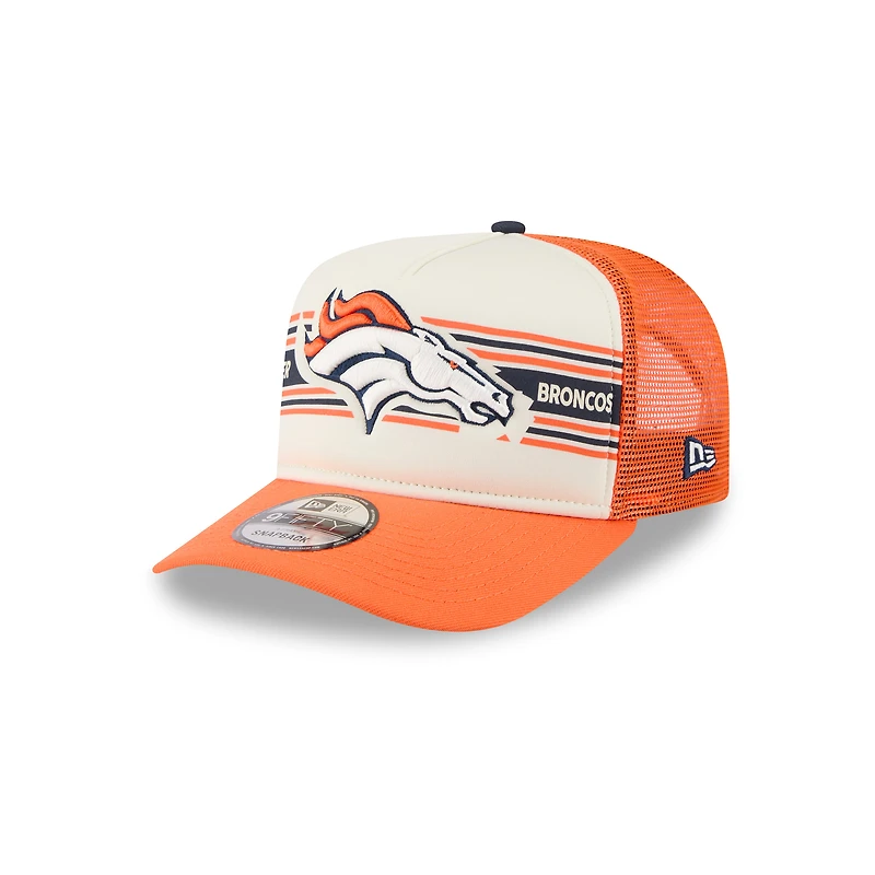 Men's New Era  Cream/Orange Denver Broncos Banner A-Frame 9FIFTY Trucker Snapback Hat