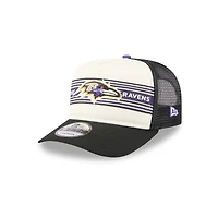 Men's New Era  Cream/Black Baltimore Ravens Banner A-Frame 9FIFTY Trucker Snapback Hat