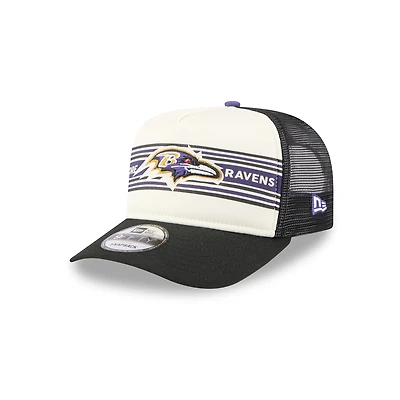Men's New Era  Cream/Black Baltimore Ravens Banner A-Frame 9FIFTY Trucker Snapback Hat