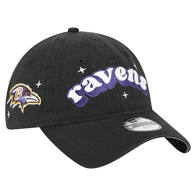 Girls Youth New Era  Black Baltimore Ravens Cheer 9TWENTY Adjustable Hat