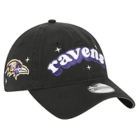 Girls Youth New Era  Black Baltimore Ravens Cheer 9TWENTY Adjustable Hat