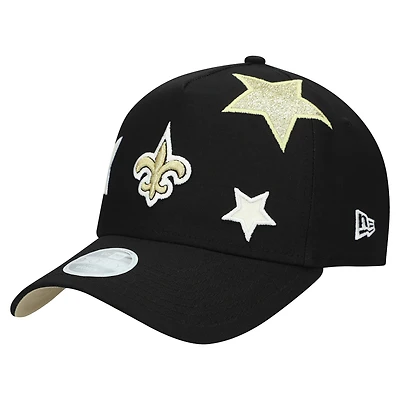 Women's New Era  Black New Orleans Saints  Stardom A-Frame 9FORTY Adjustable Hat
