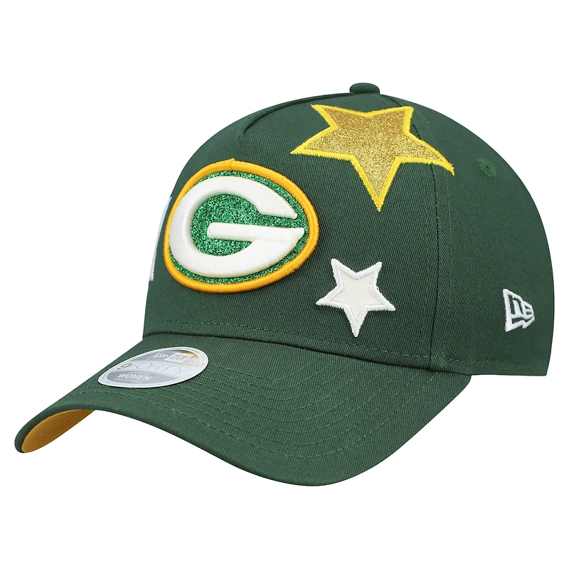 Women's New Era  Green Green Bay Packers  Stardom A-Frame 9FORTY Adjustable Hat