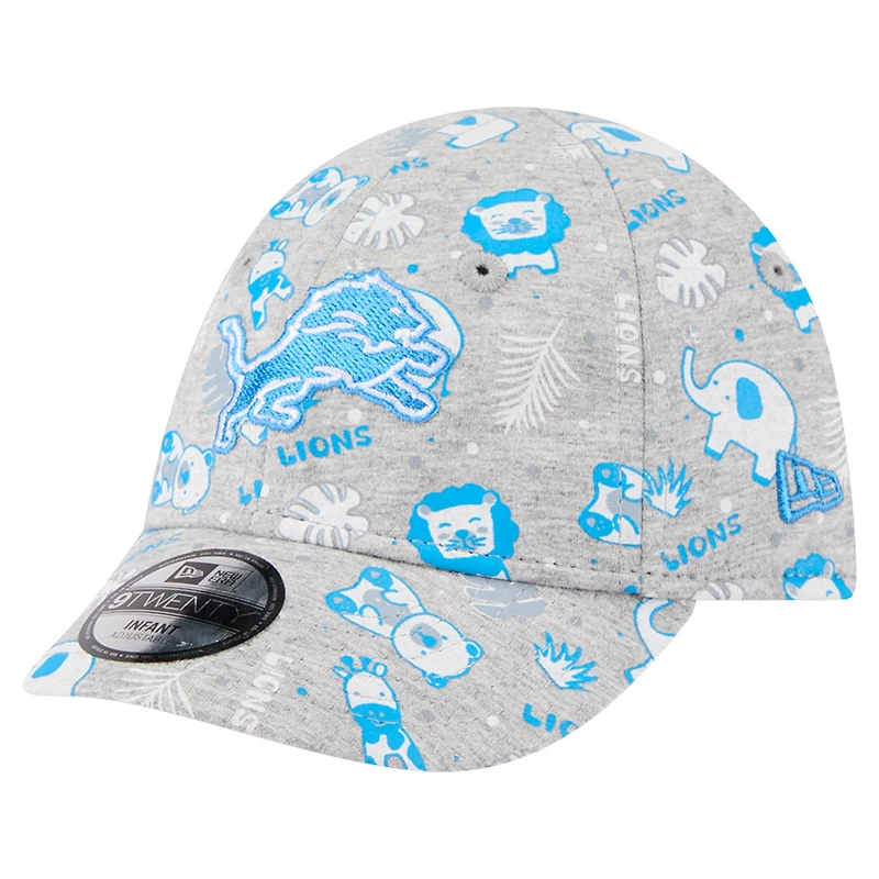 Infant New Era  Gray Detroit Lions Animal 9TWENTY Adjustable Hat