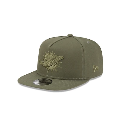 Men's New Era  Olive Miami Dolphins Color Pack A-Frame 9FIFTY Snapback Hat