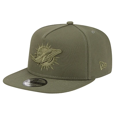 Men's New Era  Olive Miami Dolphins Color Pack A-Frame 9FIFTY Snapback Hat