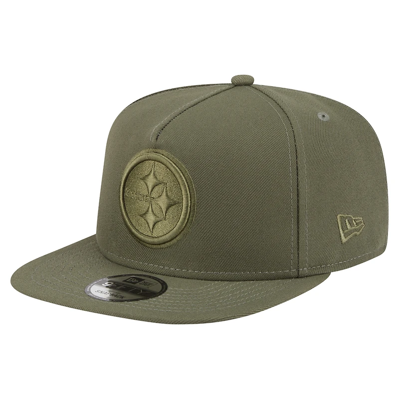 Men's New Era  Olive Pittsburgh Steelers Color Pack A-Frame 9FIFTY Snapback Hat