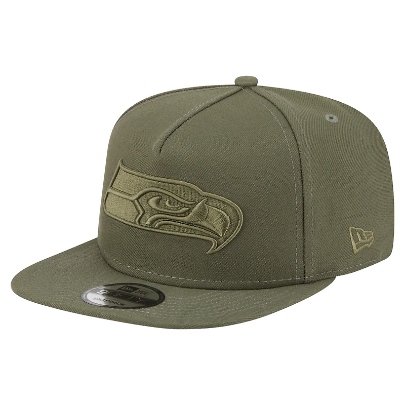 Men's New Era  Olive Seattle Seahawks Color Pack A-Frame 9FIFTY Snapback Hat
