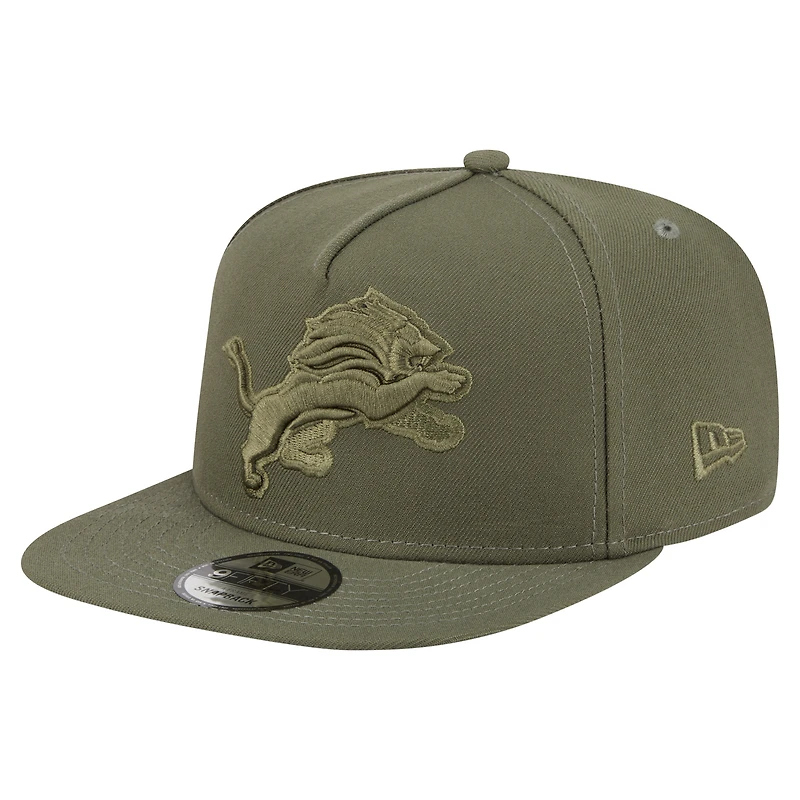 Men's New Era  Olive Detroit Lions Color Pack A-Frame 9FIFTY Snapback Hat