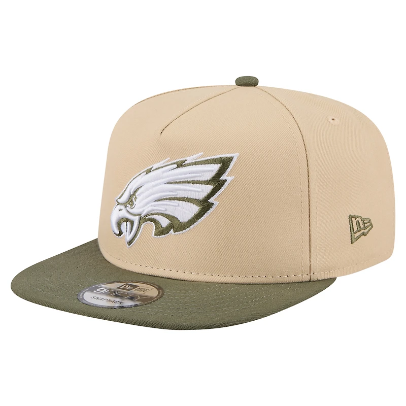 Men's New Era Khaki/Olive Philadelphia Eagles Color Pack A-Frame 9FIFTY Snapback Hat