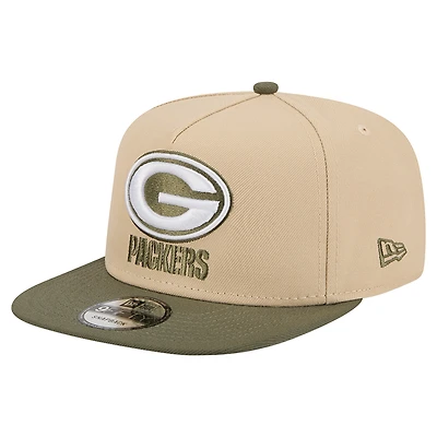 Men's New Era Khaki/Olive Green Bay Packers Color Pack A-Frame 9FIFTY Snapback Hat
