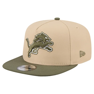 Men's New Era Light Beige/Olive Detroit Lions Color Pack A-Frame 9FIFTY Snapback Hat
