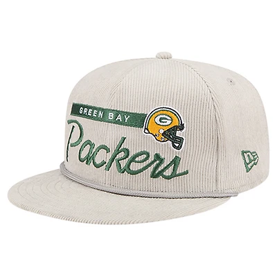 Men's New Era Gray Green Bay Packers Cord Rope Corduroy 9FIFTY Snapback Hat