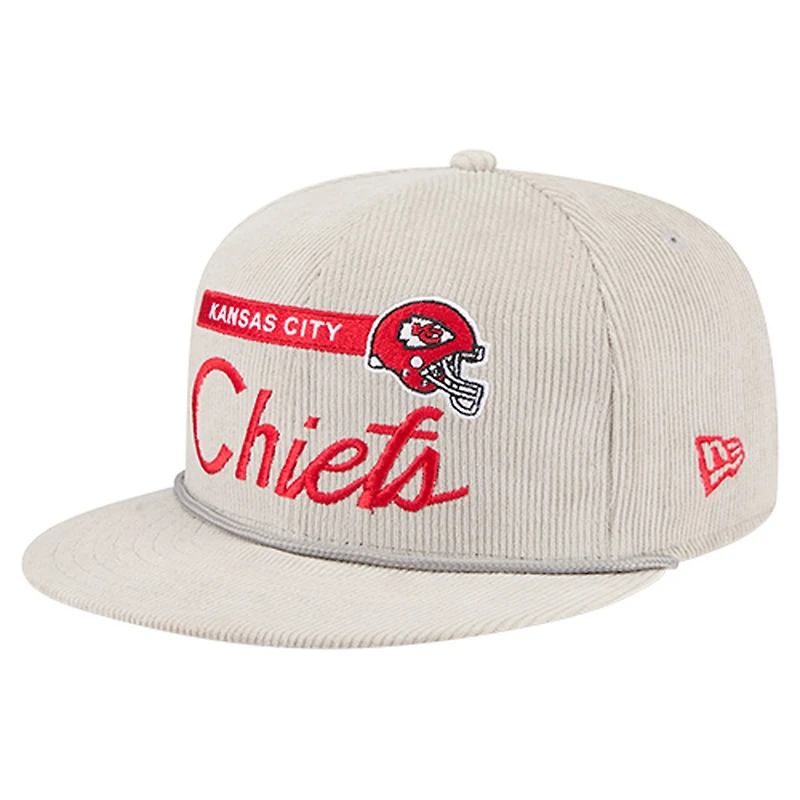 Men's New Era Gray Kansas City Chiefs Cord Rope Corduroy 9FIFTY Snapback Hat