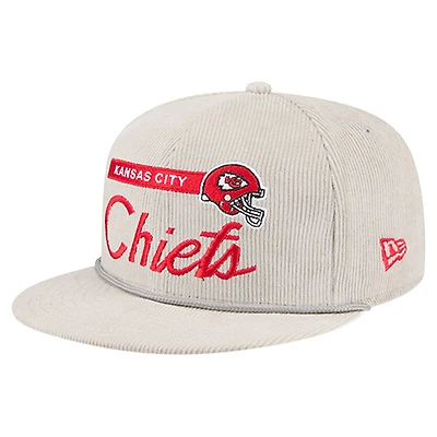 Men's New Era Gray Kansas City Chiefs Cord Rope Corduroy 9FIFTY Snapback Hat