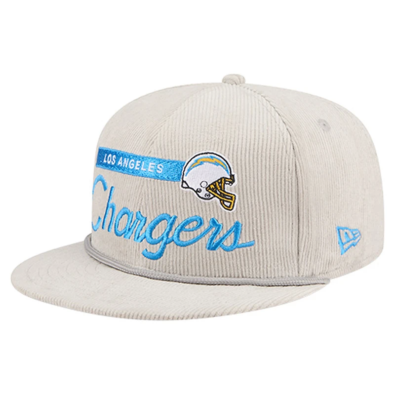 Men's New Era Gray Los Angeles Chargers Cord Rope Corduroy 9FIFTY Snapback Hat