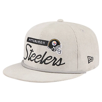 Men's New Era Gray Pittsburgh Steelers Cord Rope Corduroy 9FIFTY Snapback Hat