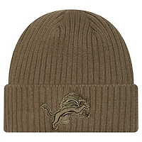 Men's New Era Olive Detroit Lions Color Pack Cuffed Knit Hat