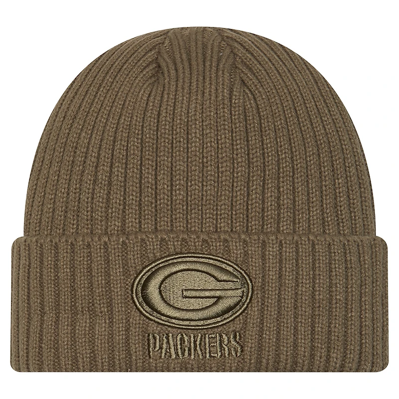 Men's New Era Olive Green Bay Packers Color Pack Cuffed Knit Hat