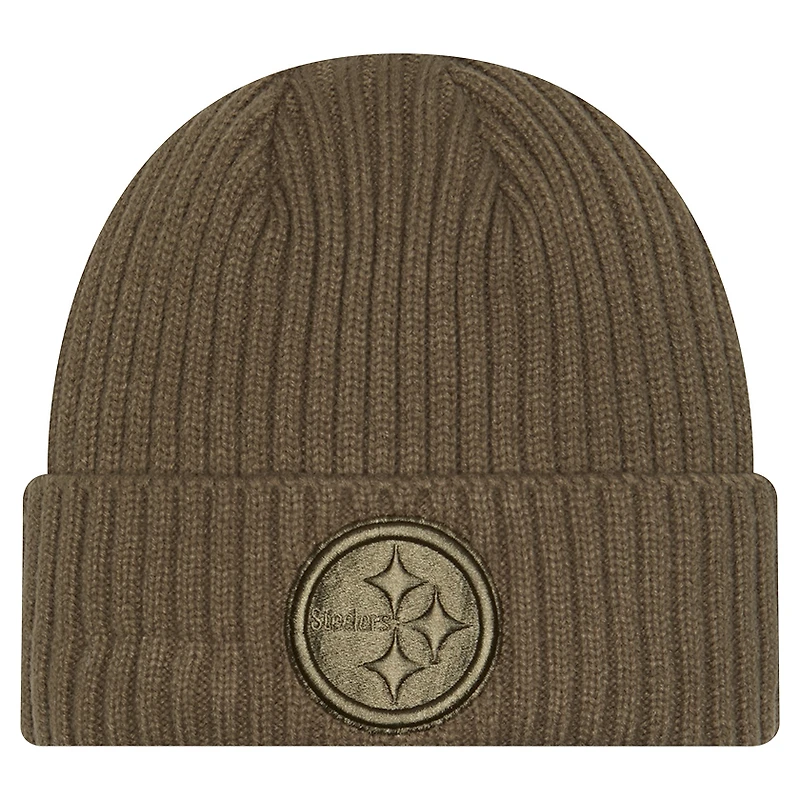 Men's New Era Olive Pittsburgh Steelers Color Pack Cuffed Knit Hat