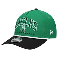 Youth New Era  Kelly Green/Black Philadelphia Eagles Throwback Arch COOLERA 9FORTY A-Frame Adjustable Hat