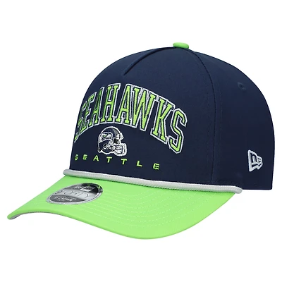 Youth New Era  College Navy/Neon Green Seattle Seahawks  Arch COOLERA 9FORTY A-Frame Adjustable Hat