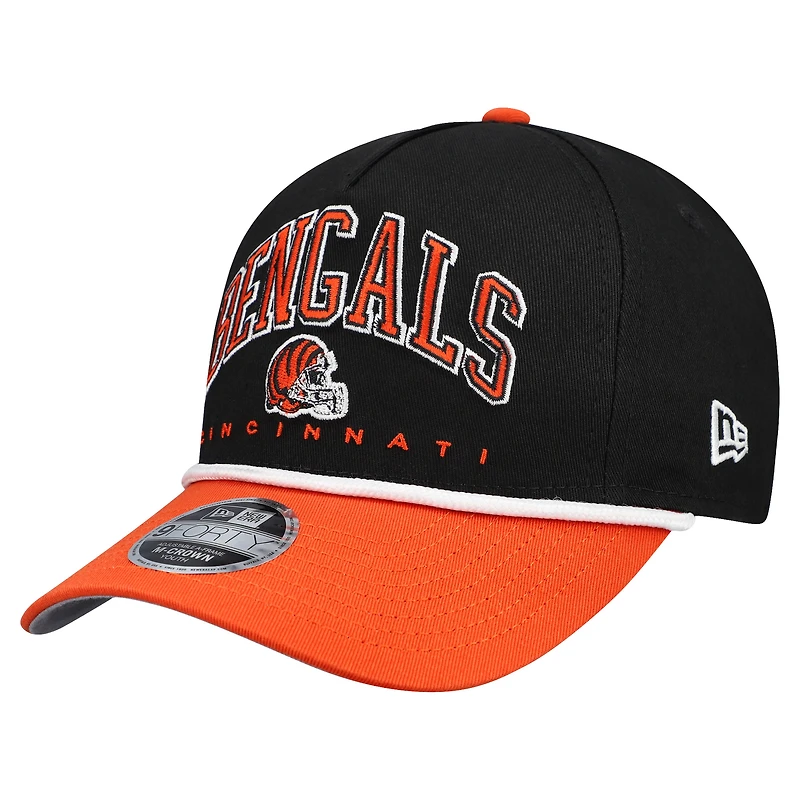 Youth New Era  Black/Orange Cincinnati Bengals  Arch 9FORTY A-Frame Adjustable Hat